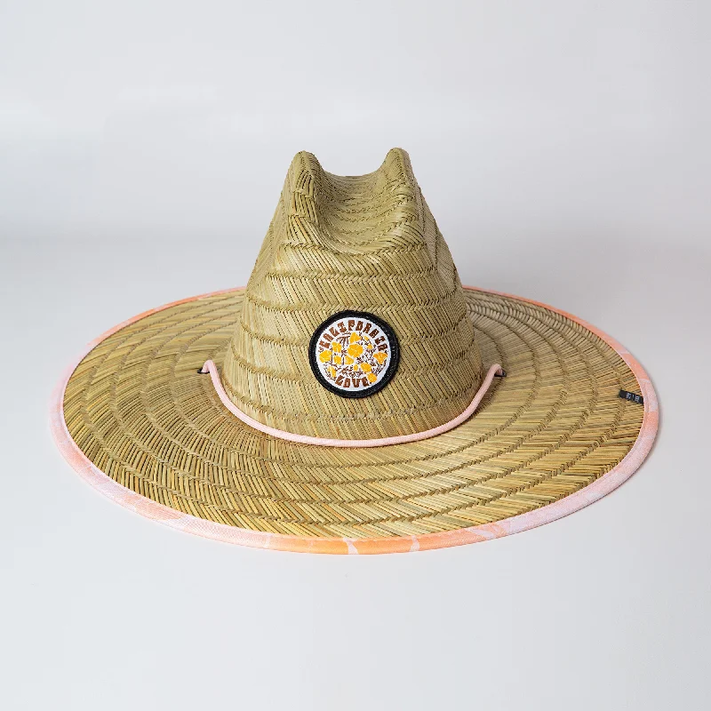 California Poppy Love Waves Pattern UP Straw Hat