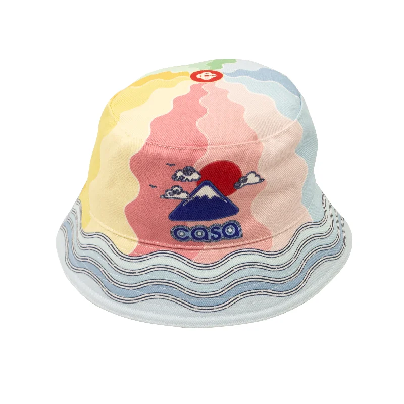 Casablanca Soleil Levant Printed Denim Bucket Hat - Multi