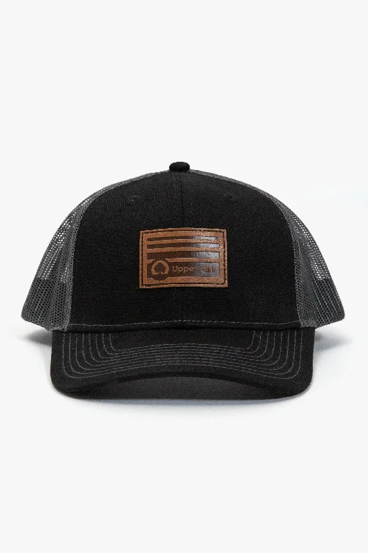 Leather Horizon Label Trucker Hat