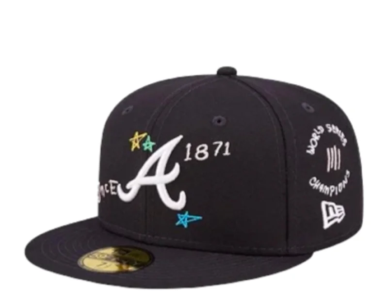 New Era 59Fifty MLB Atlanta Braves Scribble Navy Fitted Hat 60243722