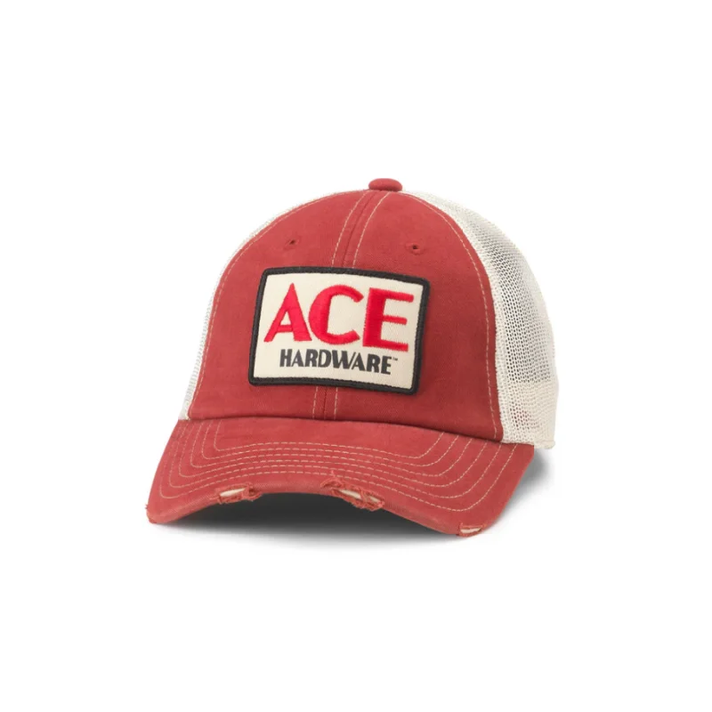 Orville Worn Meshback Ballcap - Stone/Red Ace