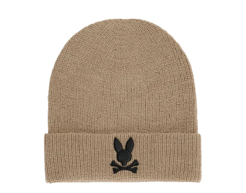 Psycho Bunny Allen Merino Wool Wet Sand Beanie B6A988U1HT-WTD