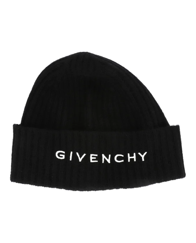 Ribbed Embroidered Logo Beanie