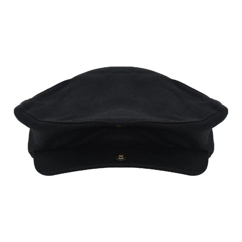 True Religion Flat Cap, Cotton Breathable Driving Newsboy Hat with Horseshoe Woven Logo, Black