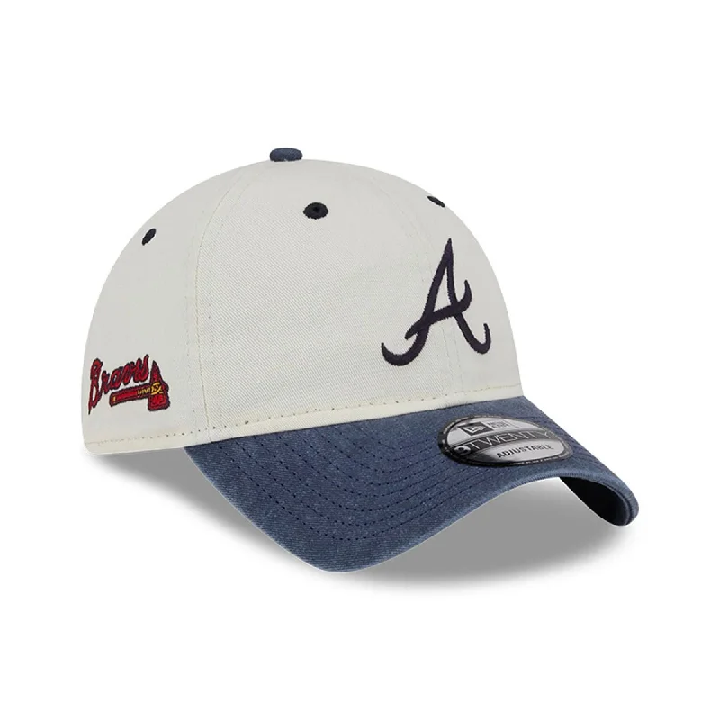 Atlanta Braves Classic Sidescript White 9TWENTY Adjustable Cap