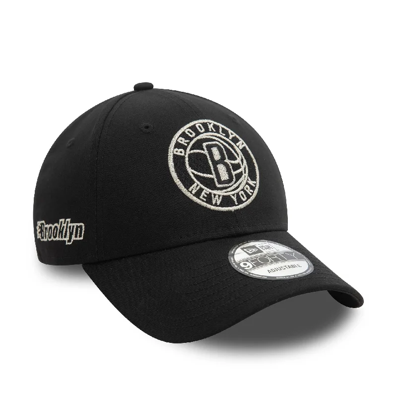 Brooklyn Nets NBA Metallic Black 9FORTY Adjustable Cap