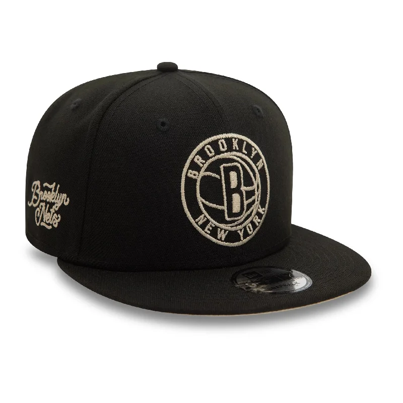 Brooklyn Nets NBA Wordmark Black 9FIFTY Snapback Cap