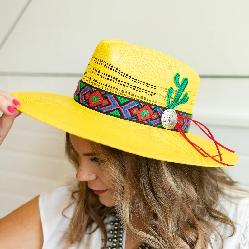 Charlie 1 Horse | Mariachi Stiff Brim Straw Hat with Colorful Design Band, Coin Pendant and Cactus Detailing