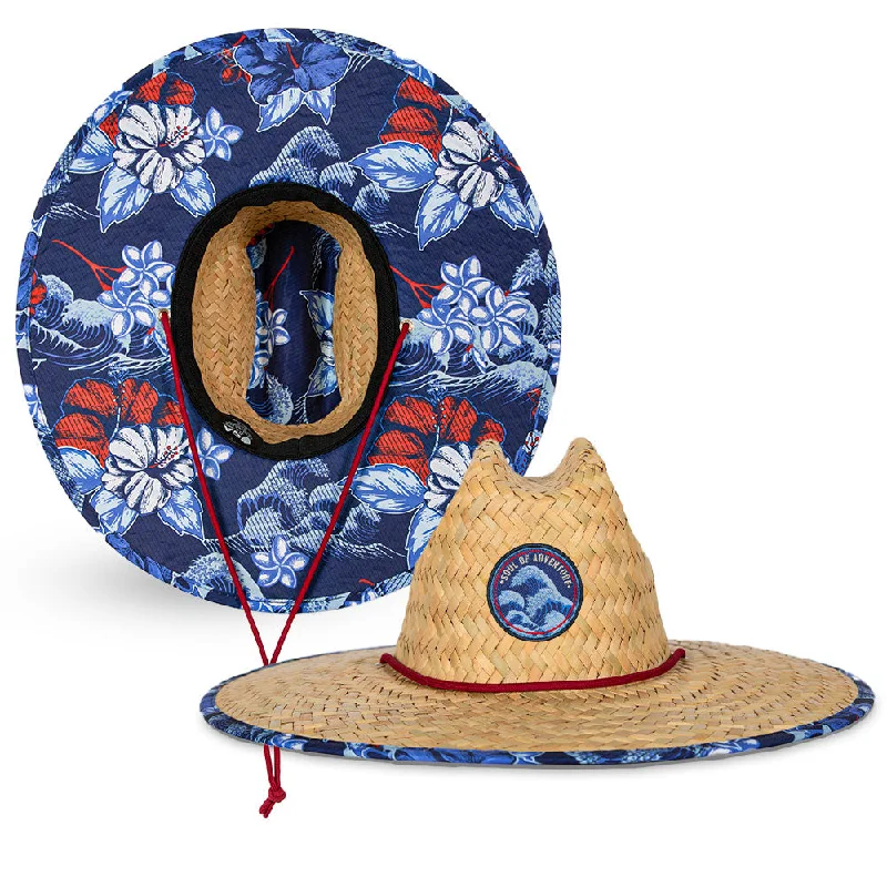 Classic Straw Hat | Hawaiian Surf | Navy