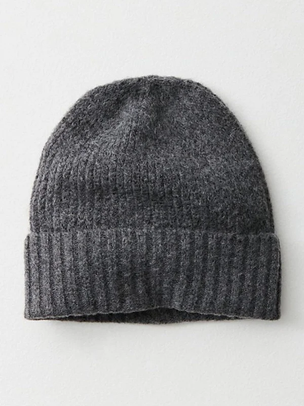 Free People Winnie Waffle Knit Beanie - Charcoal