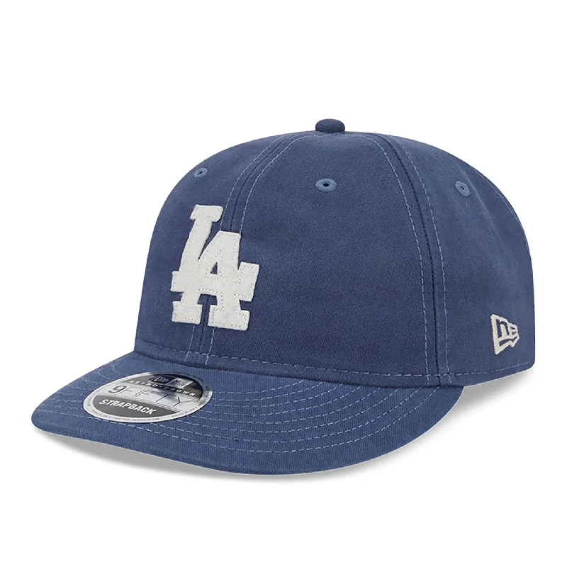 LA Dodgers Canvas Felt Logo Dark Blue Retro Crown 9FIFTY Strapback Cap