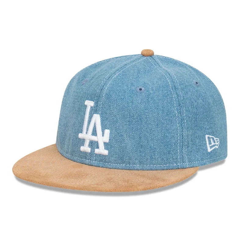 LA Dodgers Denim Suede Light Blue Retro Crown 9FIFTY Snapback Adjustable Cap