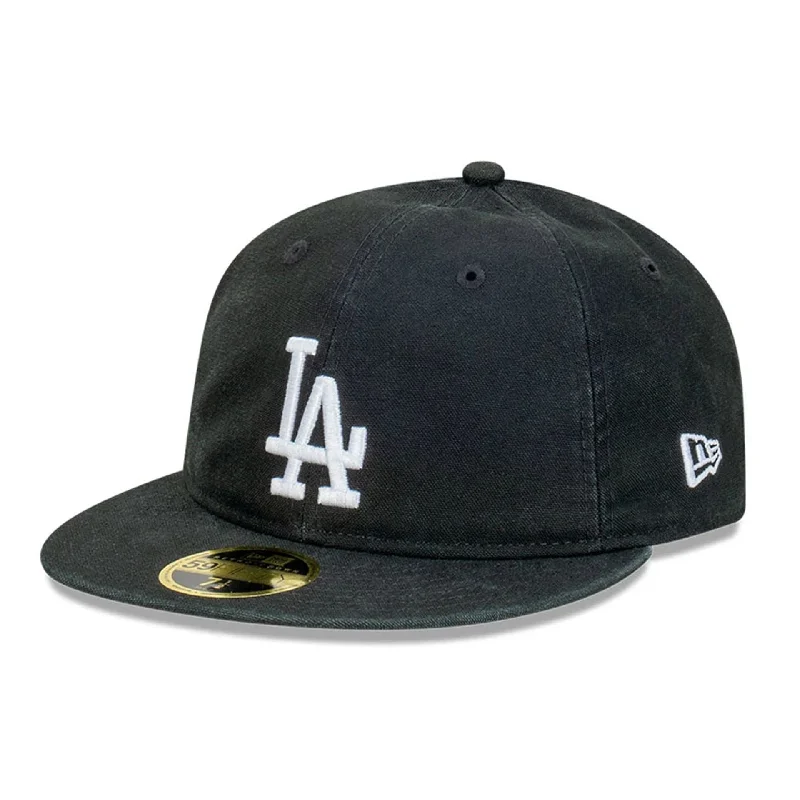 LA Dodgers Snow Washed Canvas Black Retro Crown 59FIFTY Fitted Cap