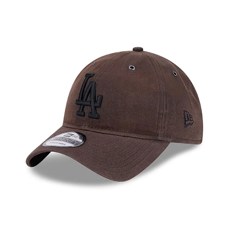 LA Dodgers Waxed Canvas Dark Brown 9TWENTY Adjustable Cap