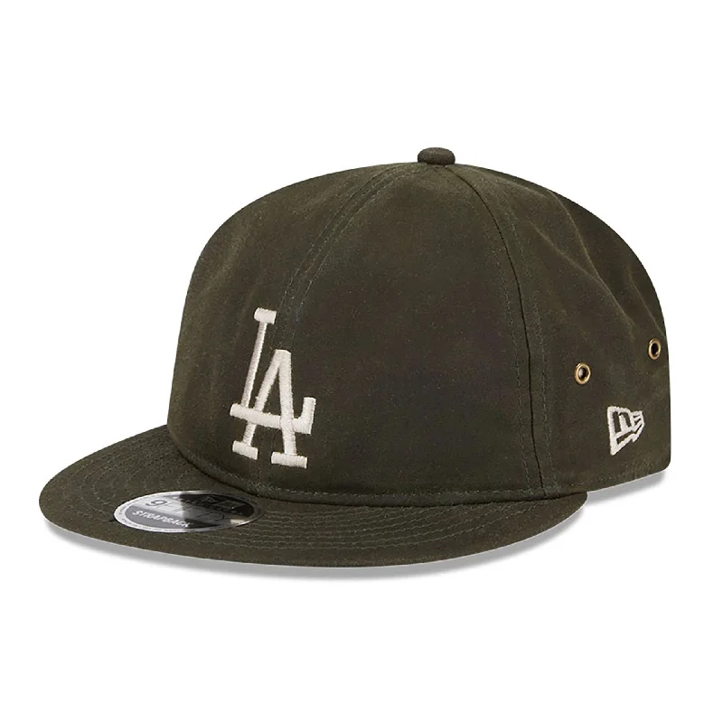 LA Dodgers Waxed Canvas Dark Green Retro Crown 9FIFTY Strapback Cap