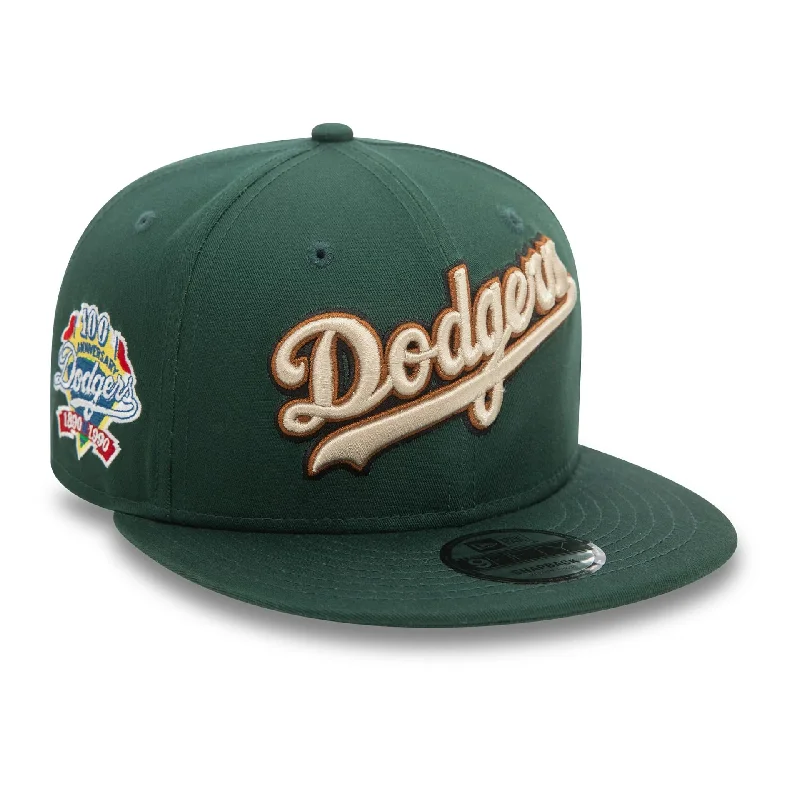 LA Dodgers Wordmark Patch Dark Green 9FIFTY Snapback Cap