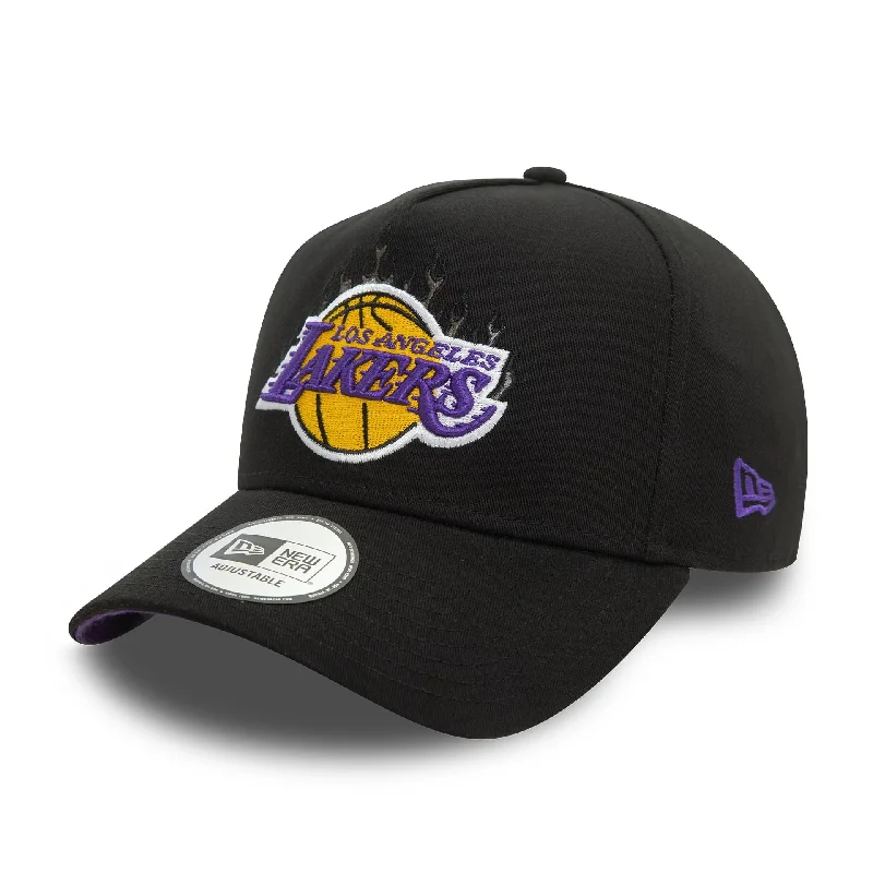 LA Lakers NBA Flame Black 9FORTY E-Frame Trucker Cap