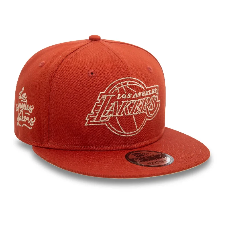 LA Lakers NBA Wordmark Light Brown 9FIFTY Snapback Cap