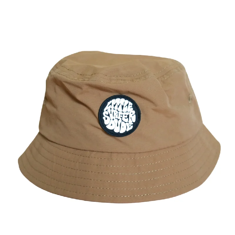 Little Surfer Dude Tan Nylon Bucket Hat