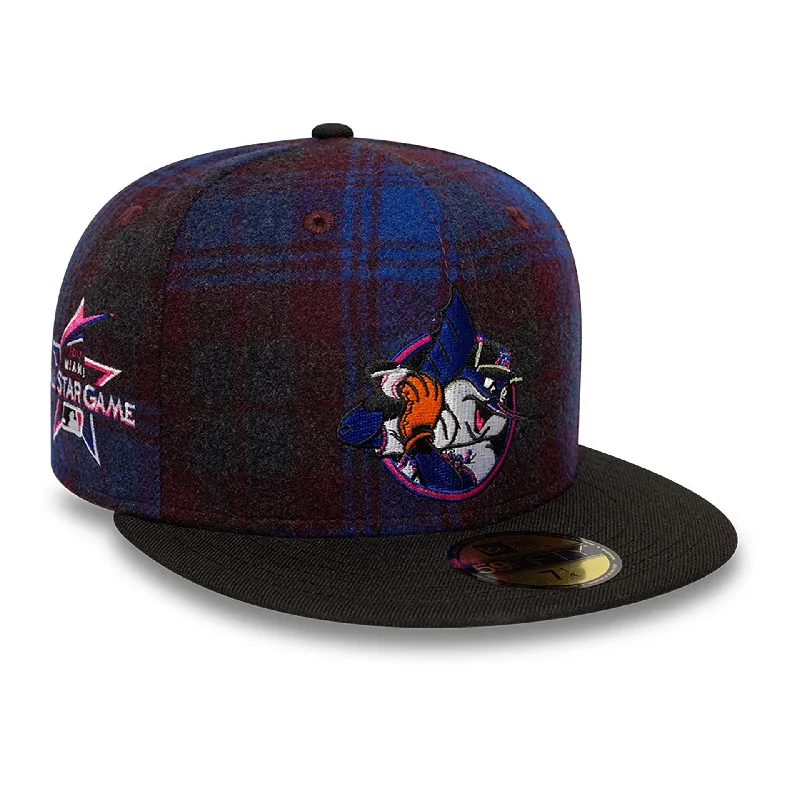 Miami Marlins Mascot Plaid Purple 59FIFTY Fitted Cap