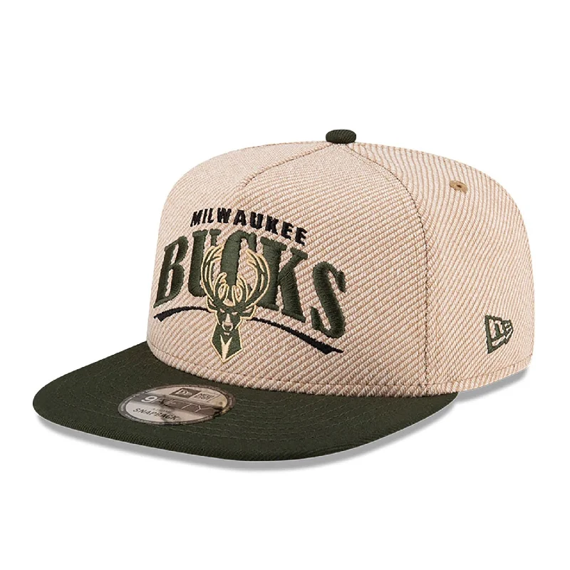 Milwaukee Bucks NBA Terry Heather Tan 9FIFTY A-Frame Snapback Adjustable Cap