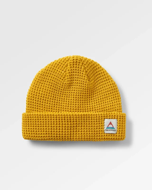 Moss Double Layer Recycled Waffle Beanie - Mustard Yellow