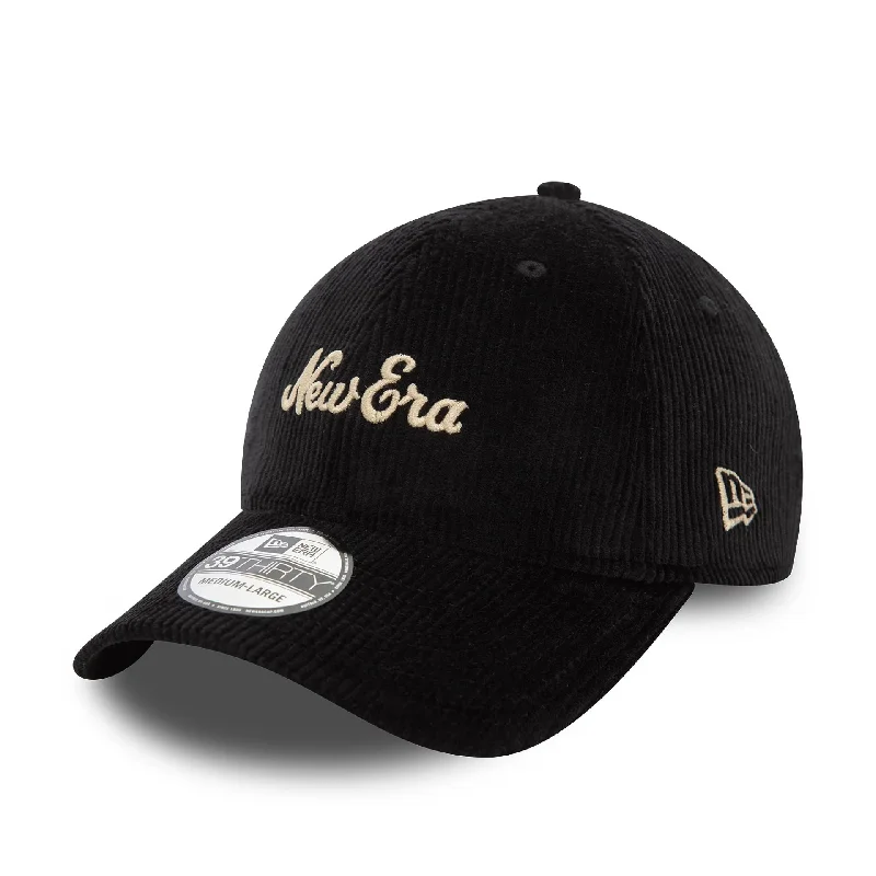 New Era Script Cord Black 39THIRTY Stretch Fit Cap