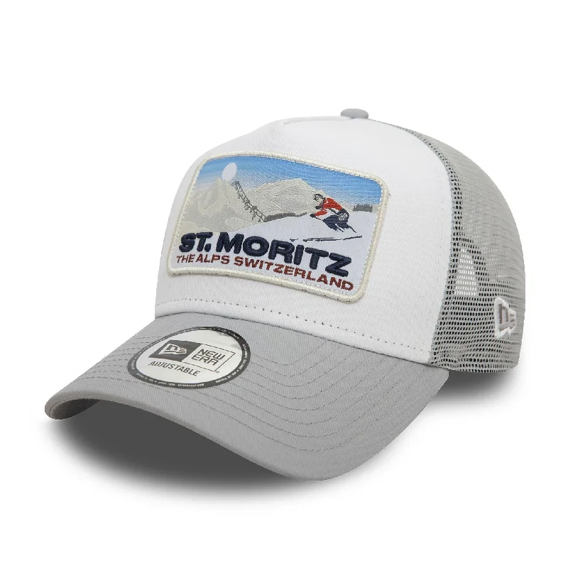 New Era St. Moritz Ski Patch Grey 9FORTY A-Frame Trucker Cap