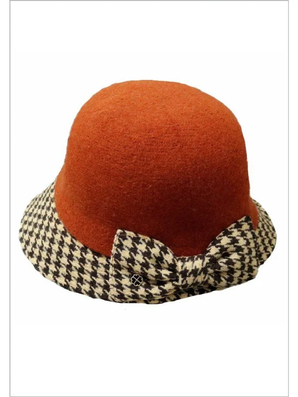 Elite Style Houndstooth Cloche Hat