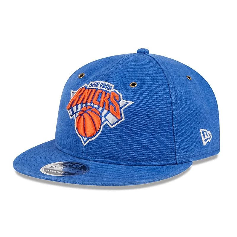 New York Knicks Cotton Canvas Blue Retro Crown 9FIFTY Strapback Cap