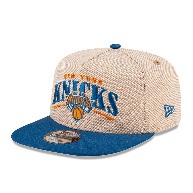 New York Knicks NBA Terry Heather Tan 9FIFTY A-Frame Snapback Adjustable Cap