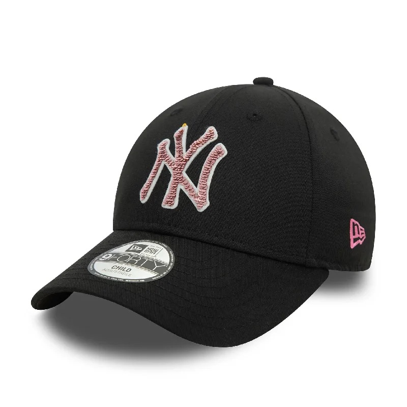 New York Yankees Child Sequin Black 9FORTY Adjustable Cap