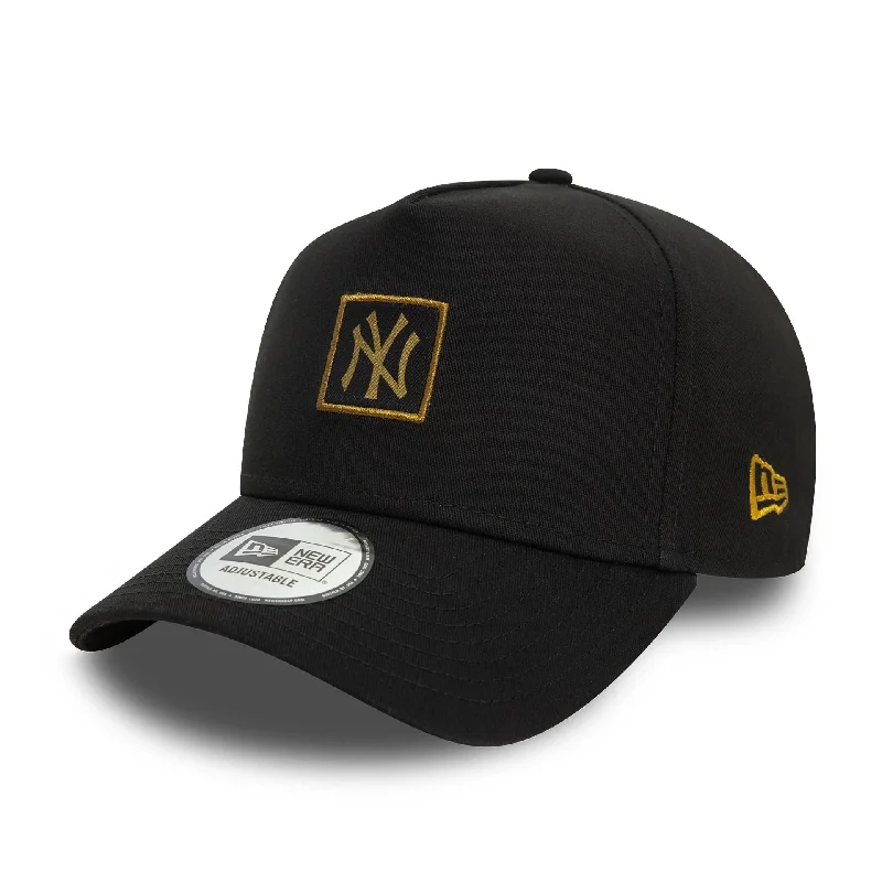 New York Yankees Metallic Patch Black 9FORTY E-Frame Trucker Cap