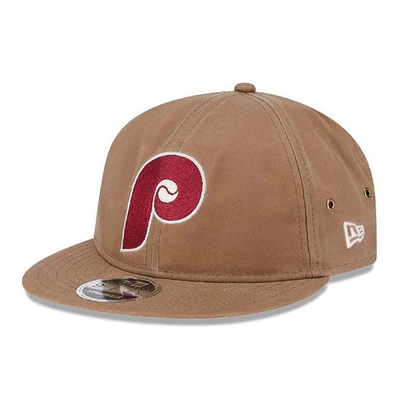 Philadelphia Phillies Waxed Canvas Beige Retro Crown 9FIFTY Strapback Cap