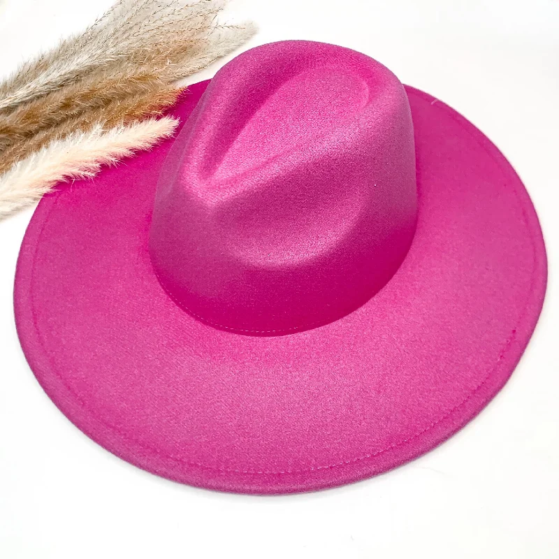 Plain and Southern Faux Felt Hat in Hot Pink