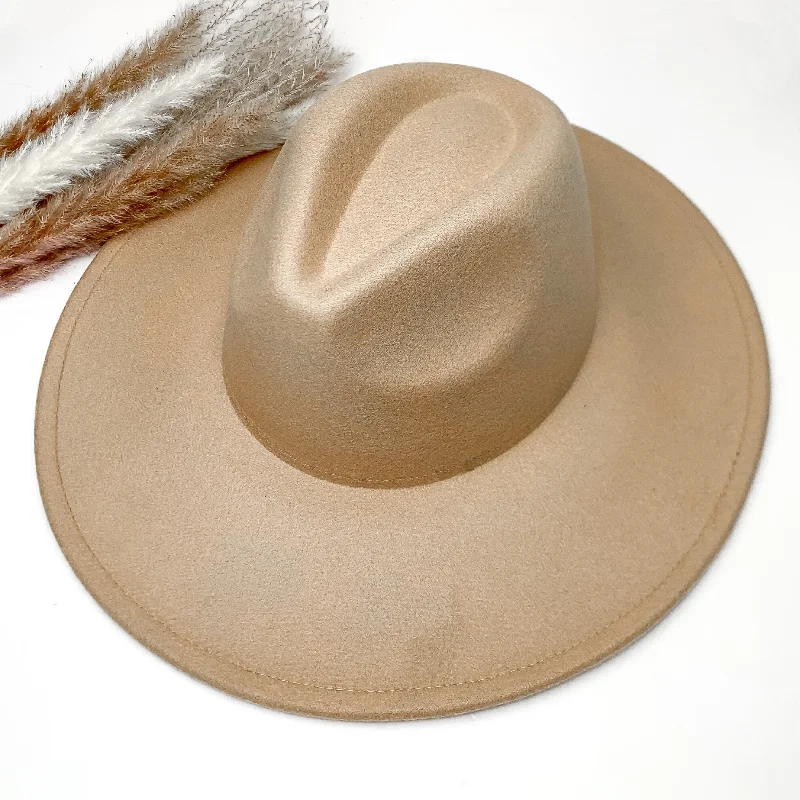 Plain and Southern Faux Felt Hat in Taupe Brown