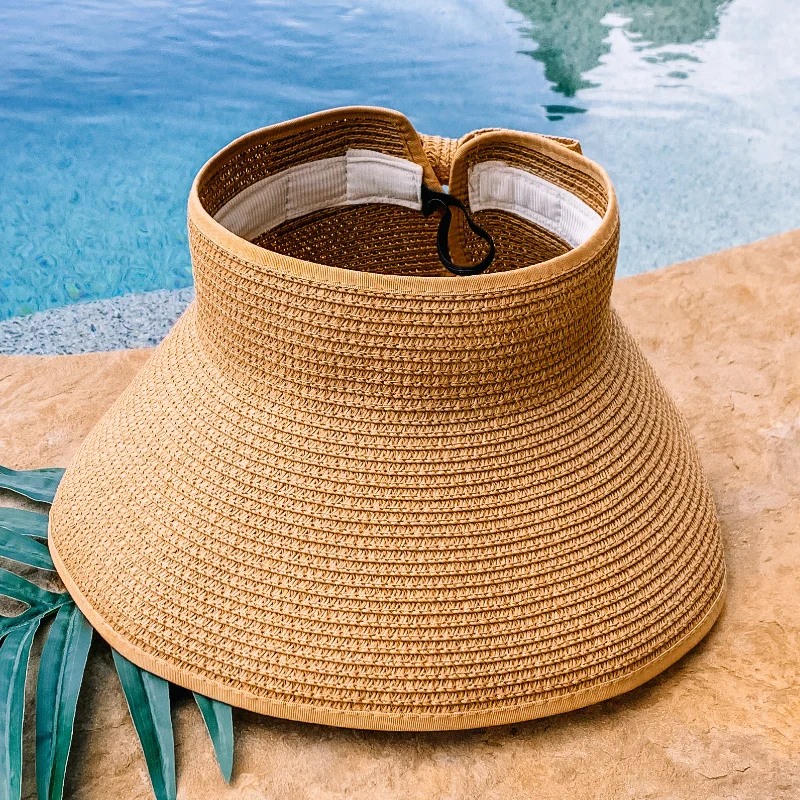 Poolside Chic Velcro Sun Visor in Tan