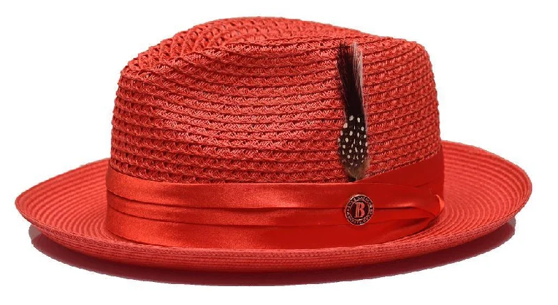 Red Fedora Braided Straw Hat