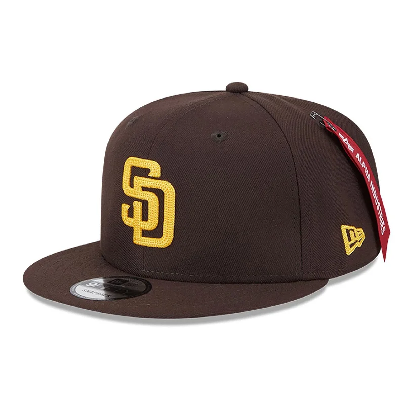 San Diego Padres MLB x Alpha Industries Dark Brown 9FIFTY Snapback Adjustable Cap