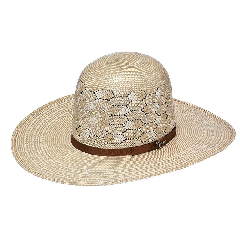 Twister 30X Two-Tone Shantung Straw Open Crown Hat in Tan/ Ivory