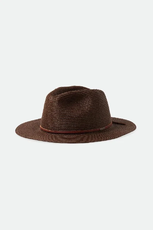 Wesley Straw Packable Fedora - Dark Earth