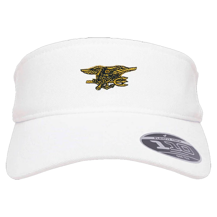 White Flexfit Visor with Gold Trident