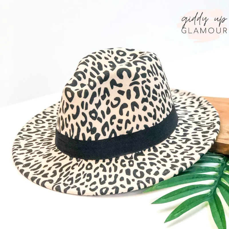 Wild Adventure Flat Brim Leopard Hat in Ivory